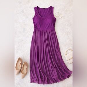 ANA A New Approach Purple Sleeveless Pleated Midi Dress Size 1X